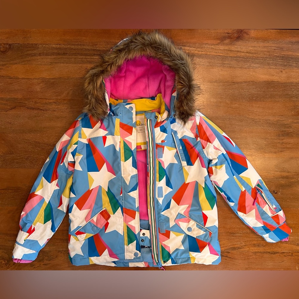 Boden Multi Star Print All-Weather Ski Jacket/Coat Girls, 11-12
